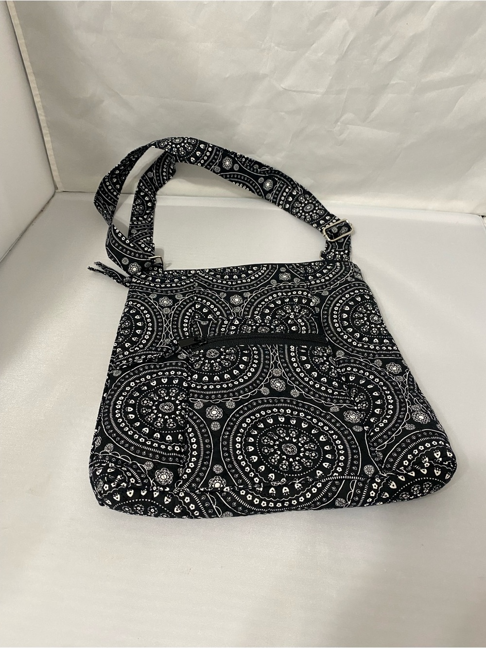 Black & White Mandala Pattern Crossbody Bag for Women